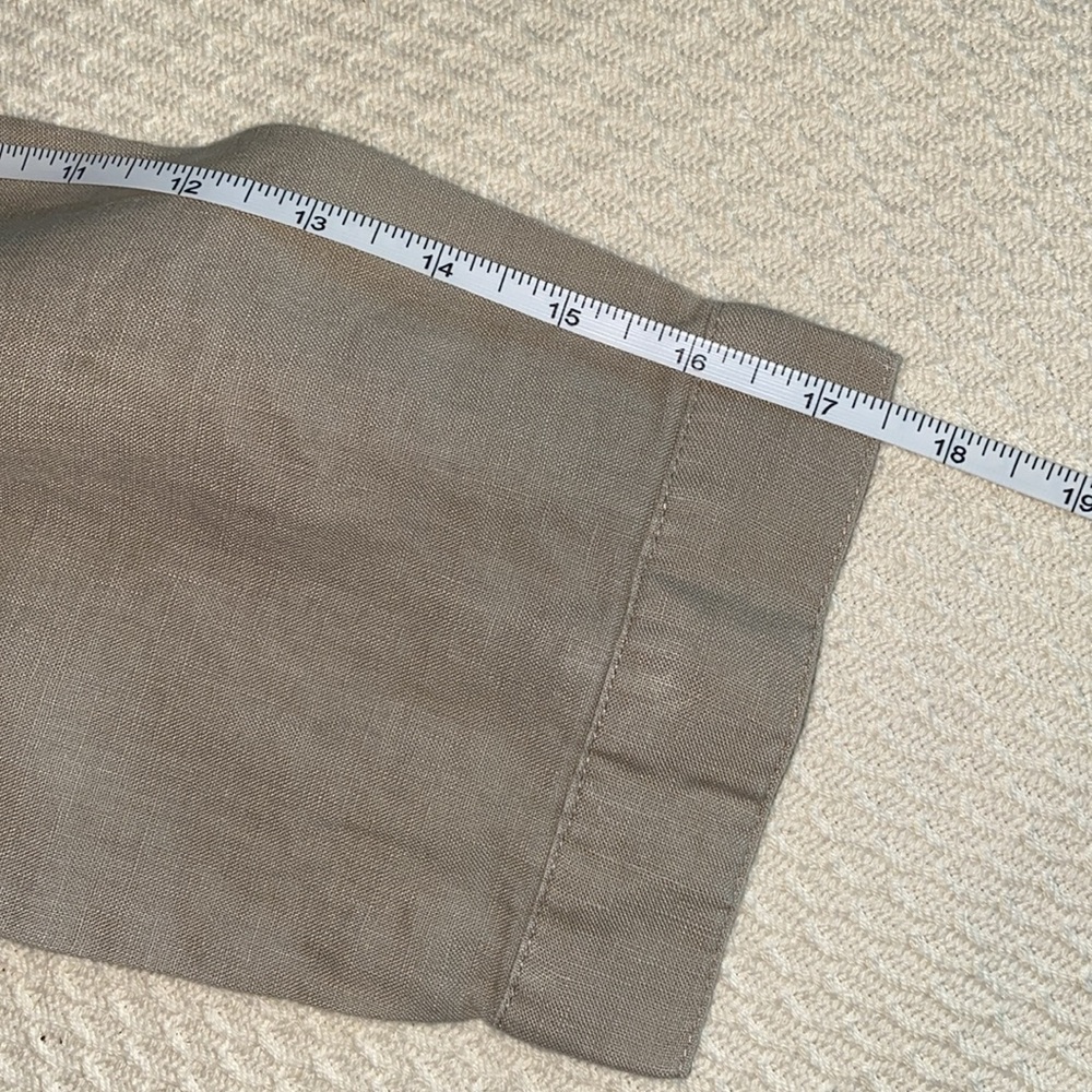 Tan Linen Button-Up Shirt - Picture 6 of 7